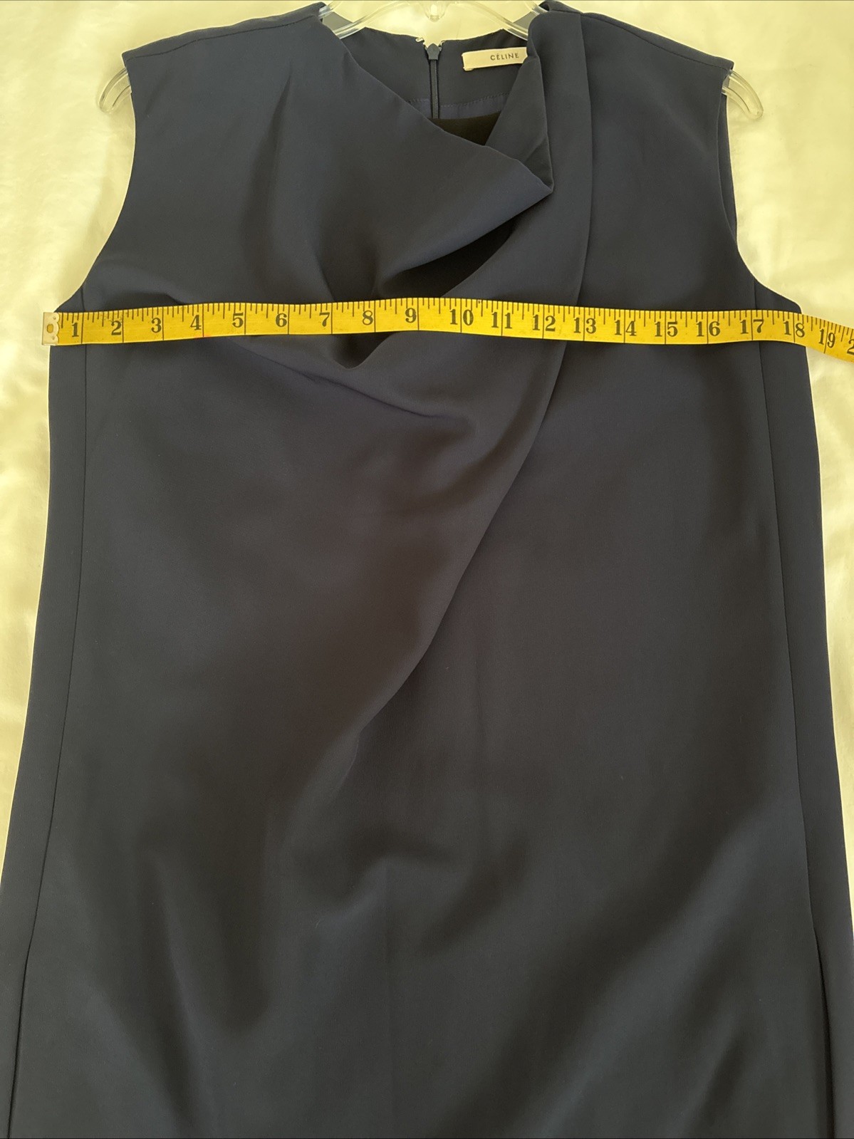 CELINE Phoebe Philo Navy Cowl Neck Sleeveless Dress Knee Length Sz 34 XS France