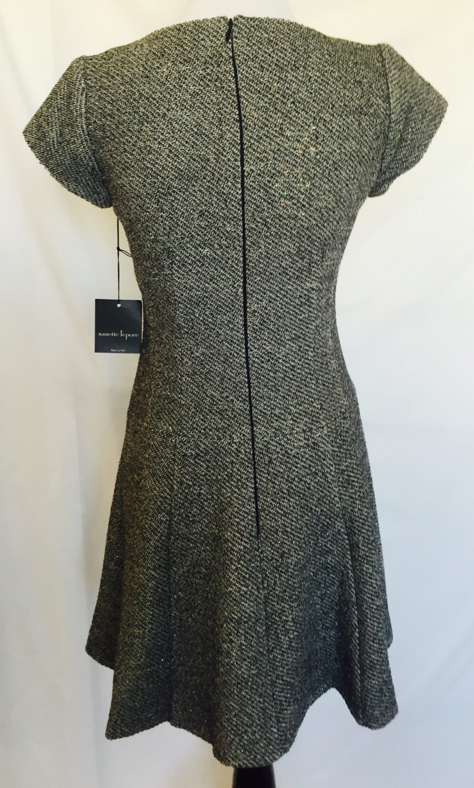 Nanette Lepore Gray Tweed Fitted Dress NWT Size 0 Retail $478 Price $125