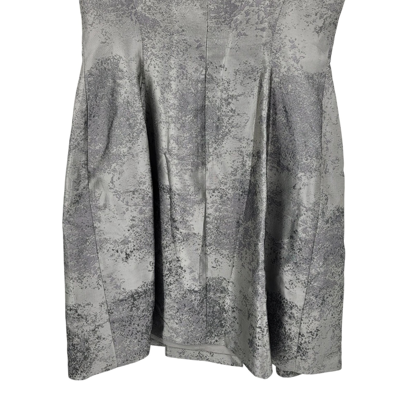 Vtg 80s Metallic Silver Textured Party HOCO Dress Sz 14 Pockets Holiday Cocktail