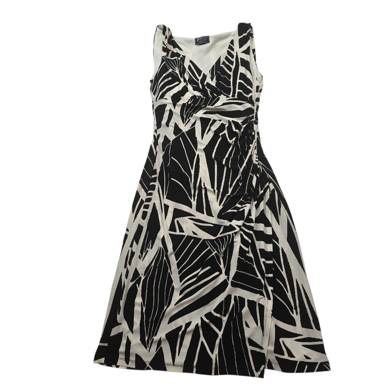 American Living Black White Abstract Leaf Print Rushed Draped Dark Fairy Goth 6