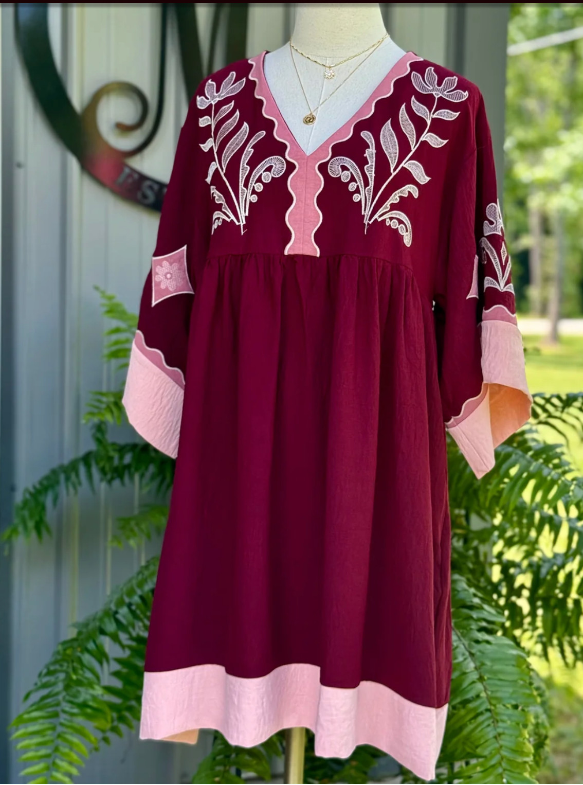 Oddi Los Angeles Embroidered V Neck Boho Dress SZ Small