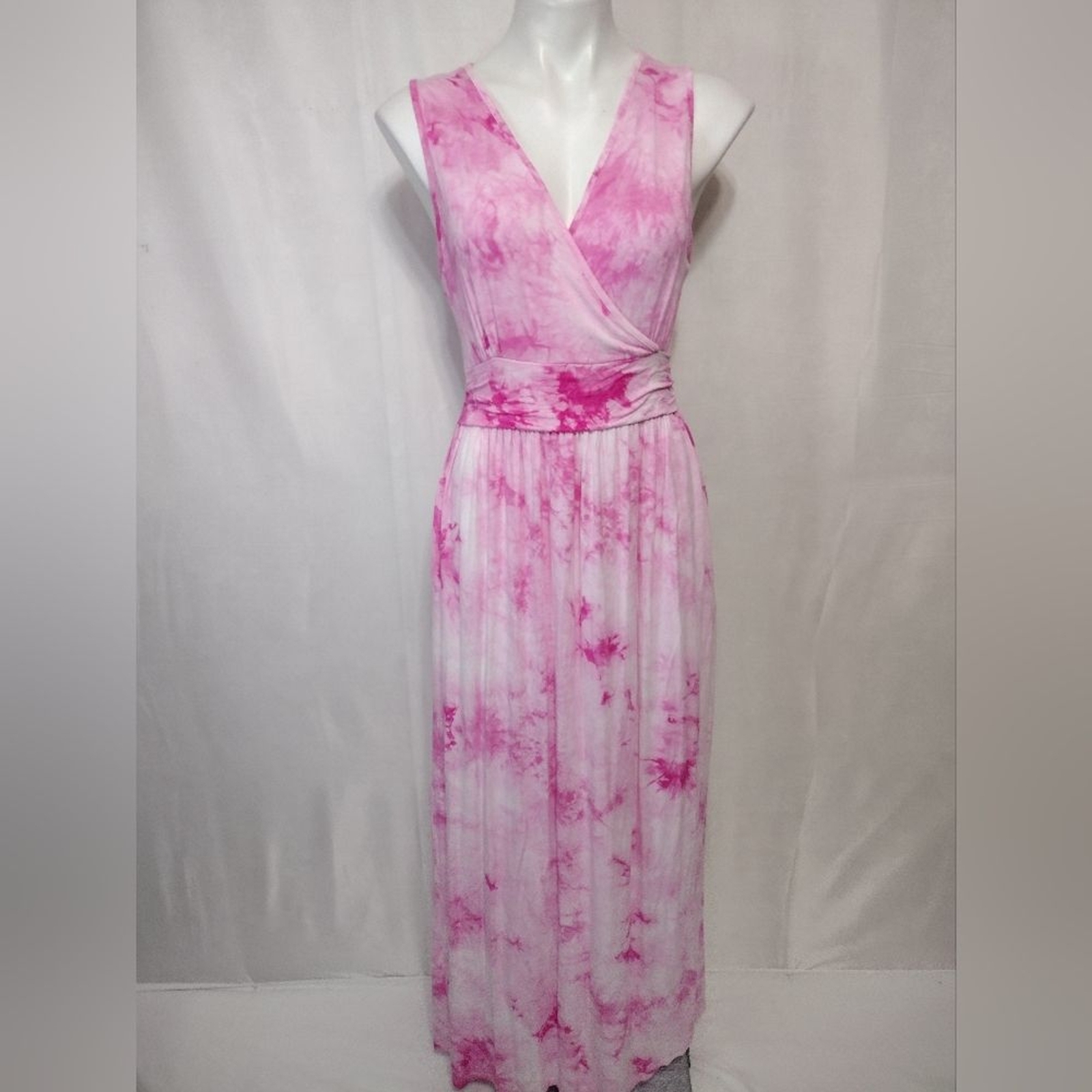 LILBETTER Pink Tie Dye Sleeveless Maxi Dress Beachwear Vacation Resort Medium