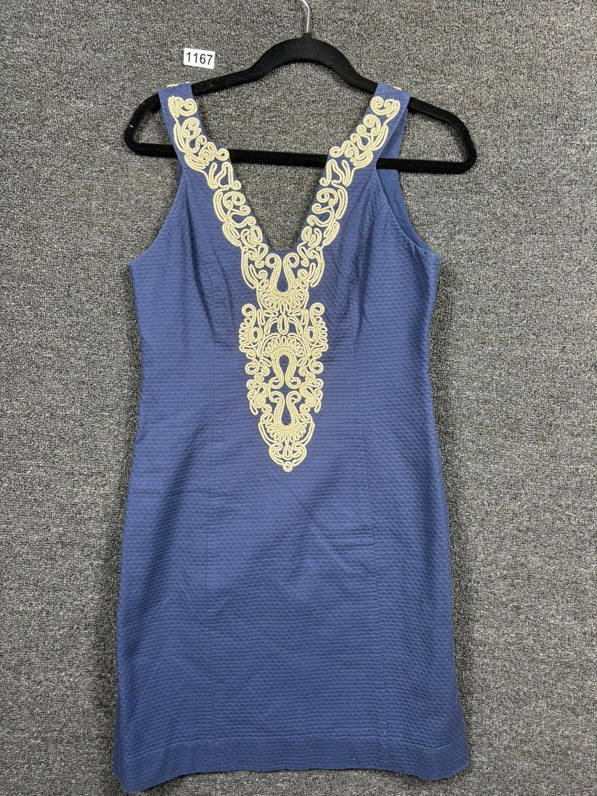 Lilly Pulitzer Suzette Sheath Dress Womens Size 2 Navy Sleeveless Embroidered