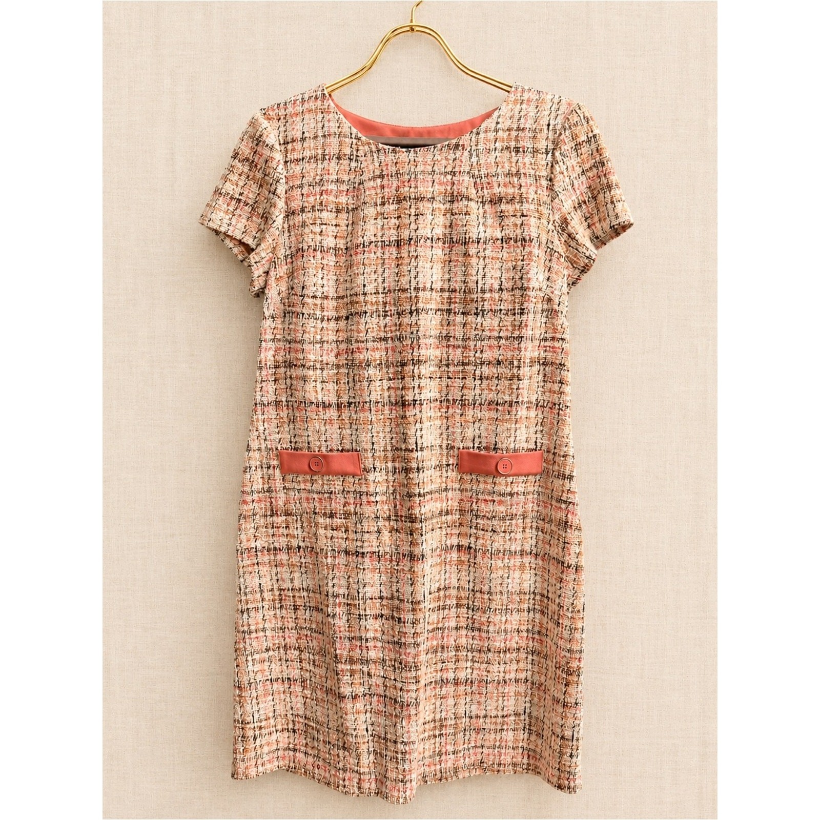 Connected Textured Tweed Shift Dress Office Day & Night Knee Length Career Sz 16