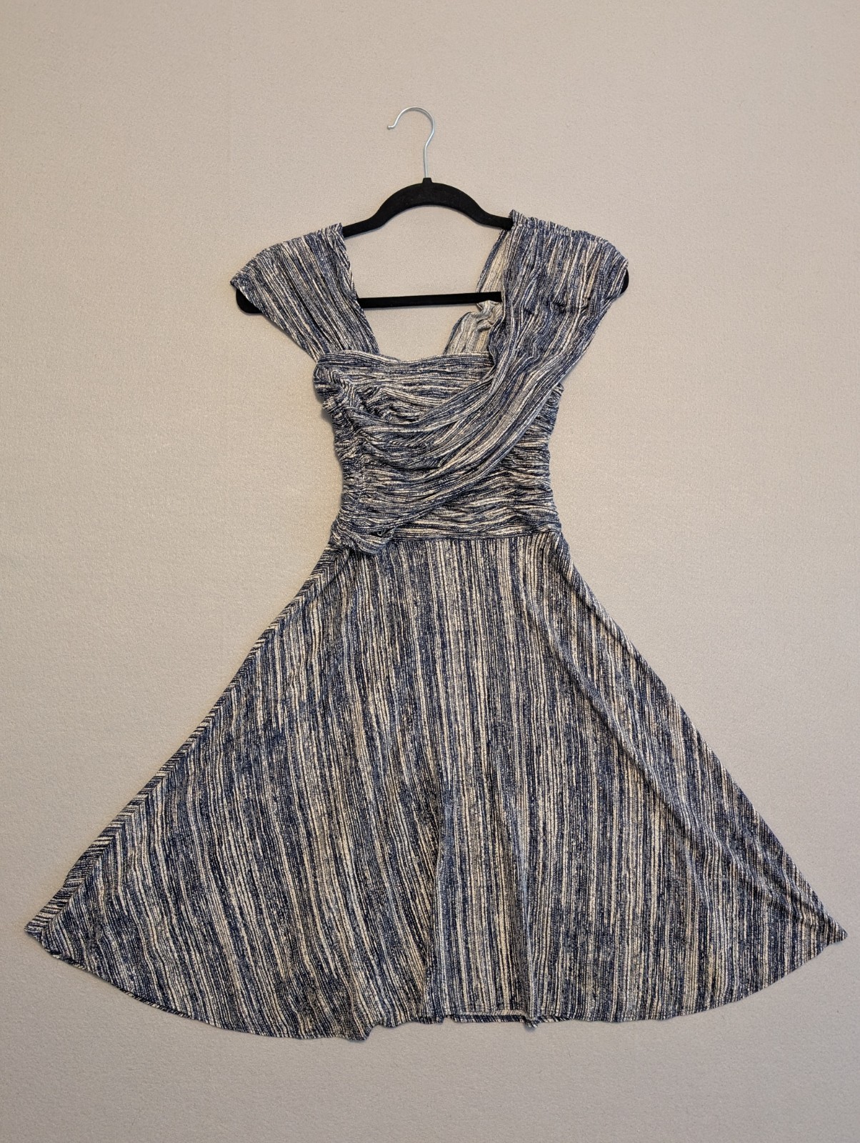 Anthropologie Plenty By Tracy Reese Drape Dress Womens S Blue White Asymmetric