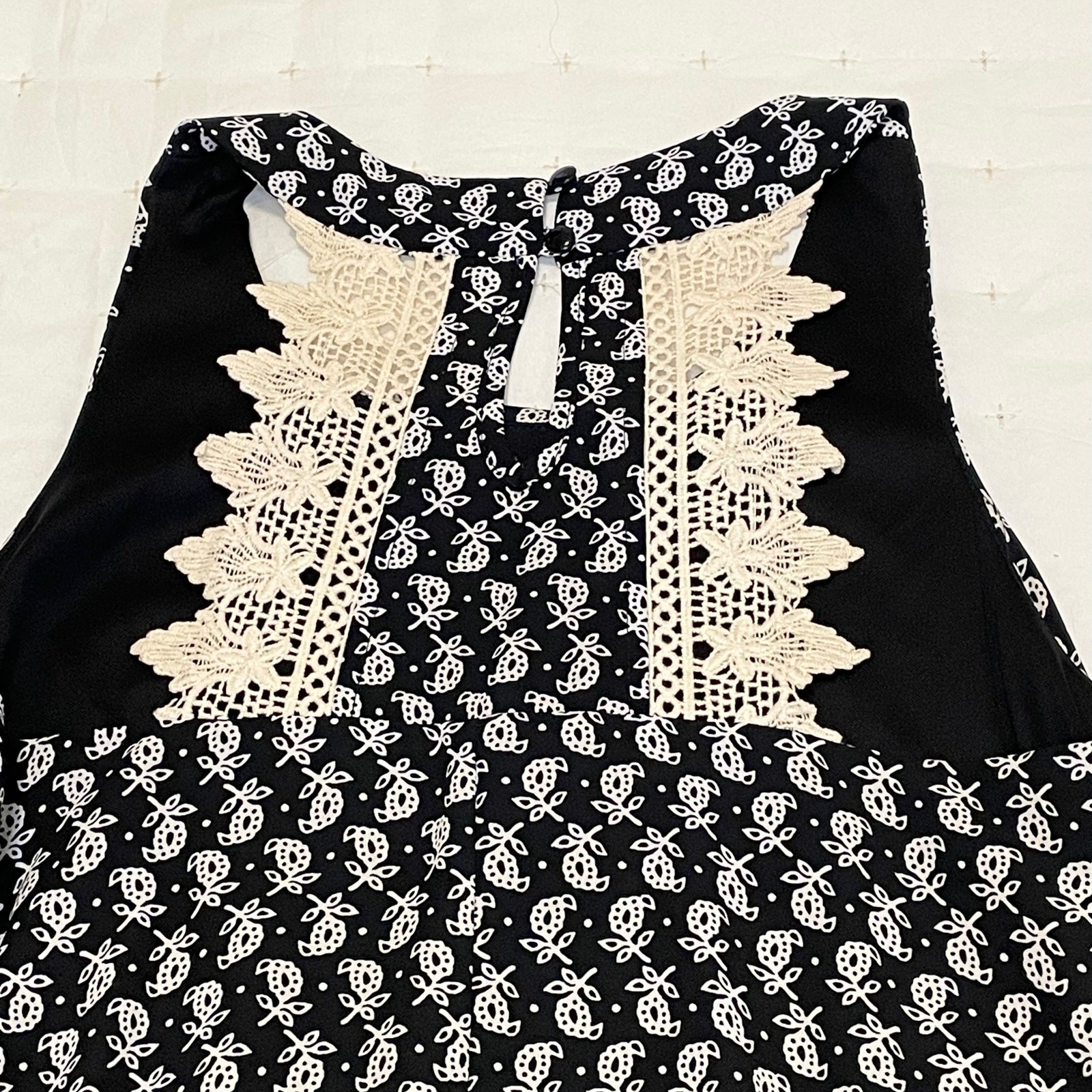 Francescas’s Basil & Lola Floral Sleeveless Mini Dress Women’s S Black Cream NWT