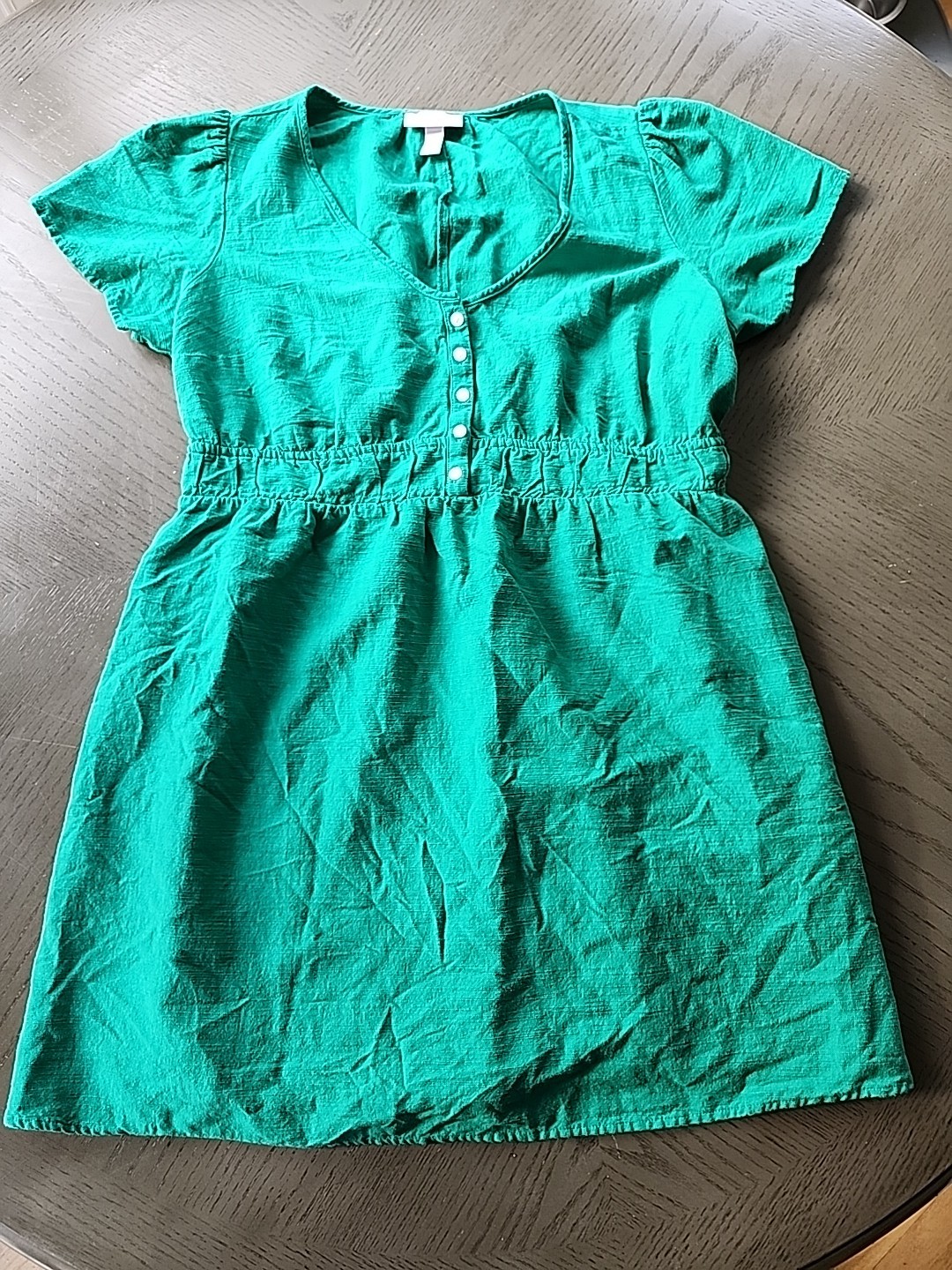 Isabel by Ingrid & Isabel Green Maternity Dress Med. Short Sleeve Pockets