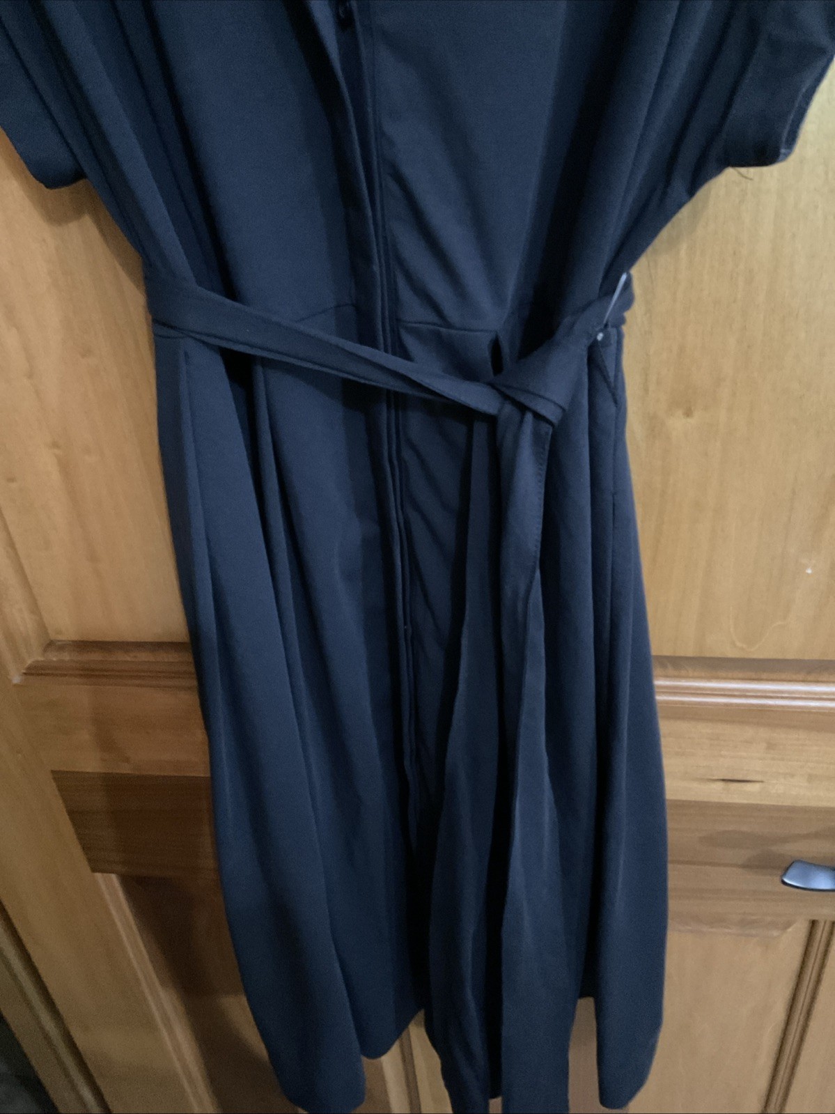 41 Hawthorn Womens Black Split Neck Cap Sleeve Belted Dress Size XXL NWT