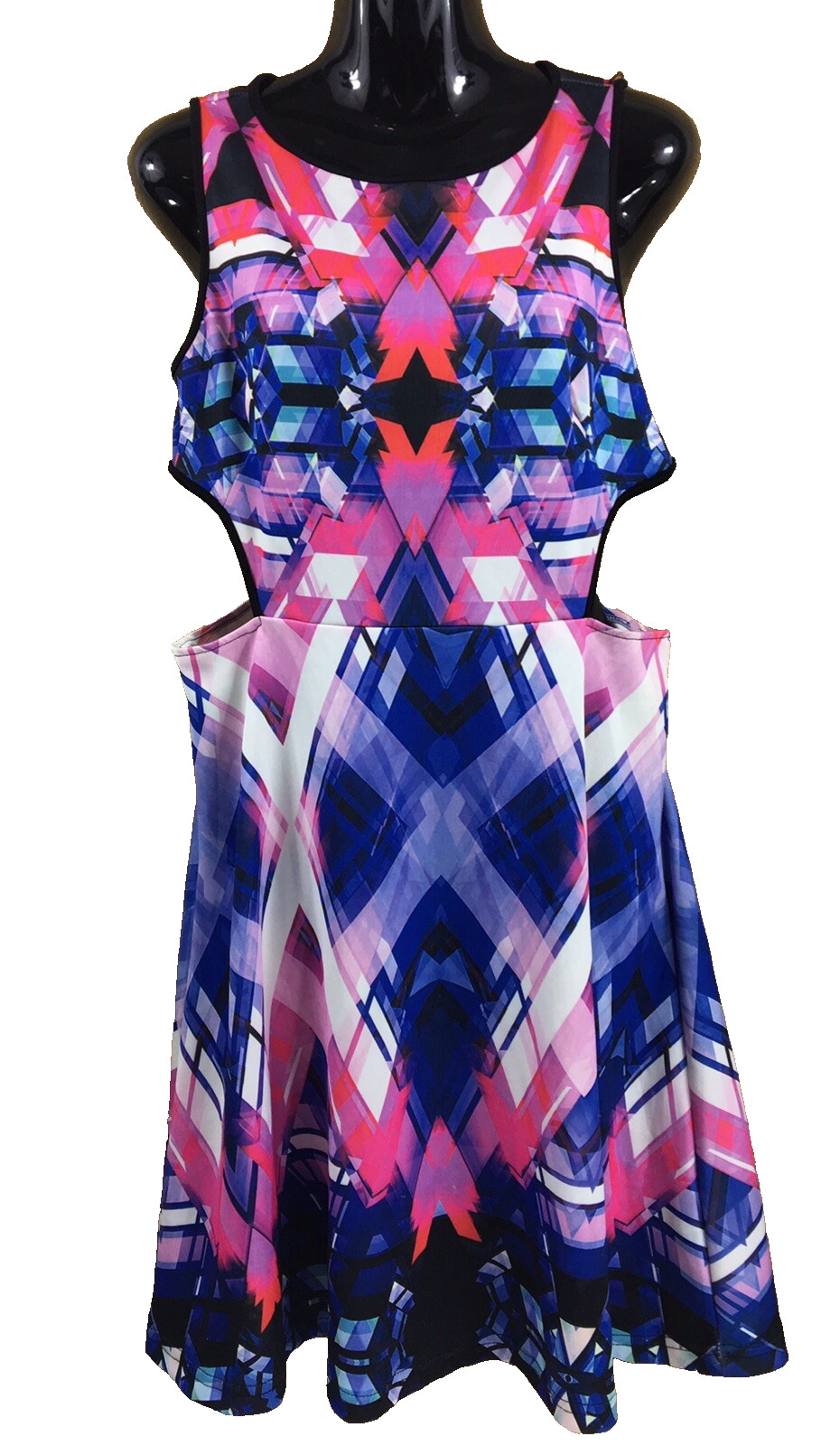 Just Love Dress Women’s Large Blue Pink A-line Knee Length Side Cut Out New