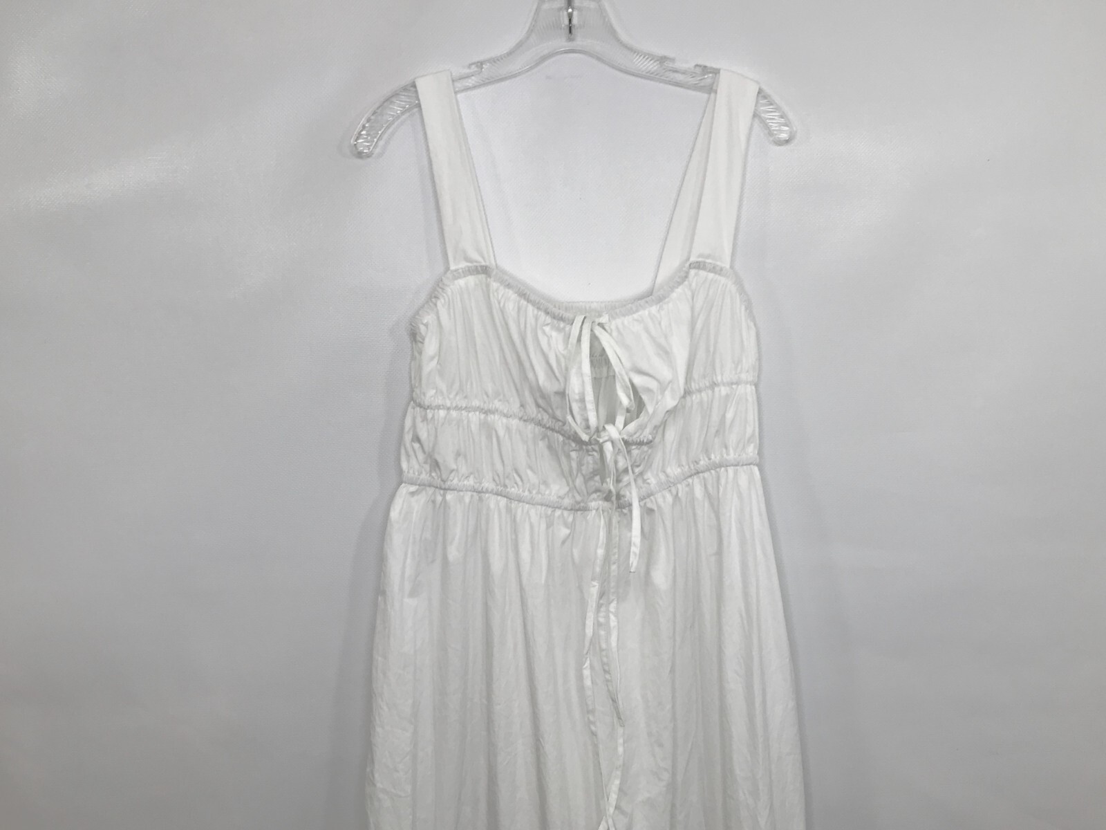 Boho White Midi Dress L Corset Tie Smocked Casual Summer Dress USA Seller