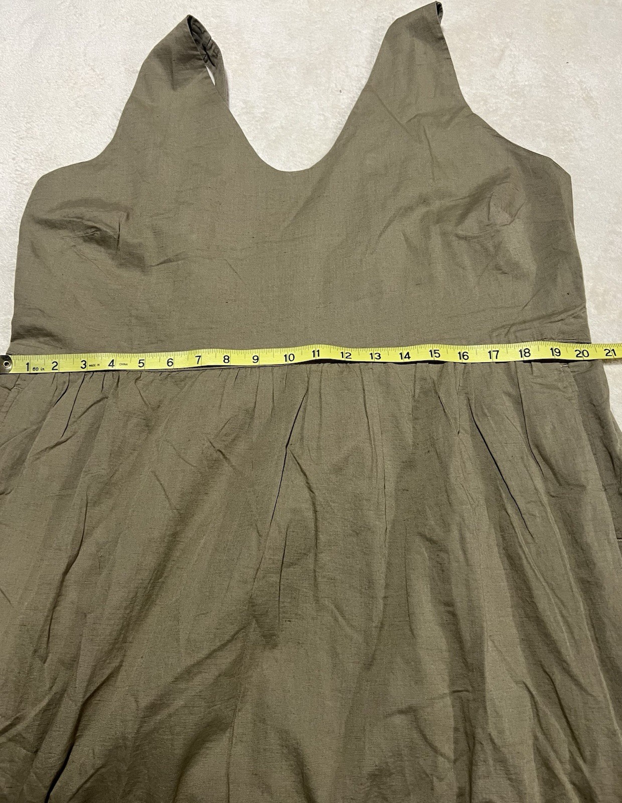Pact Khaki Green Canopy Linen Organic Cotton Easy Tank MIDI Dress Size XL