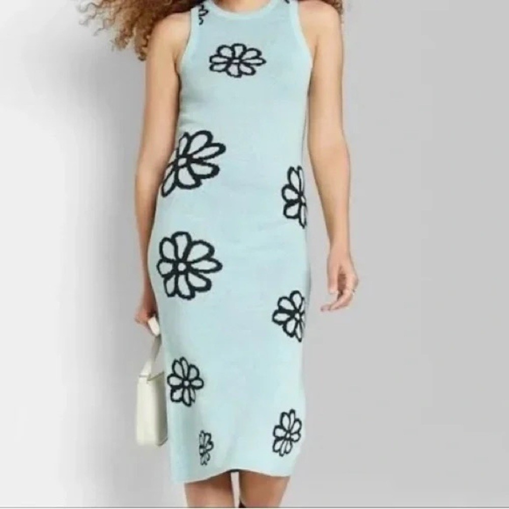 Wild Fable Blue Sheath Midi Dress Sleeveless Halter