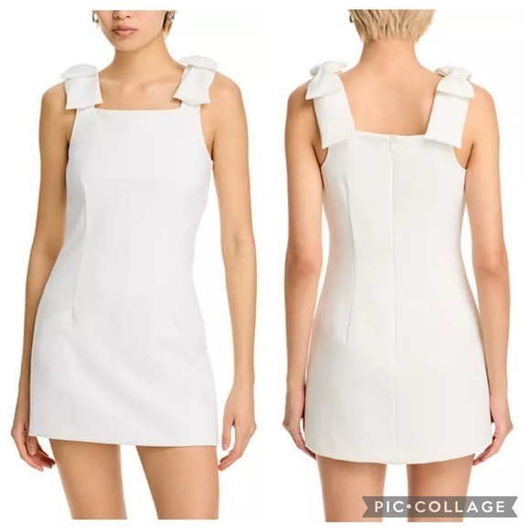 French Connection Whisper Bow Strap Sheath Mini Dress Summer White 14