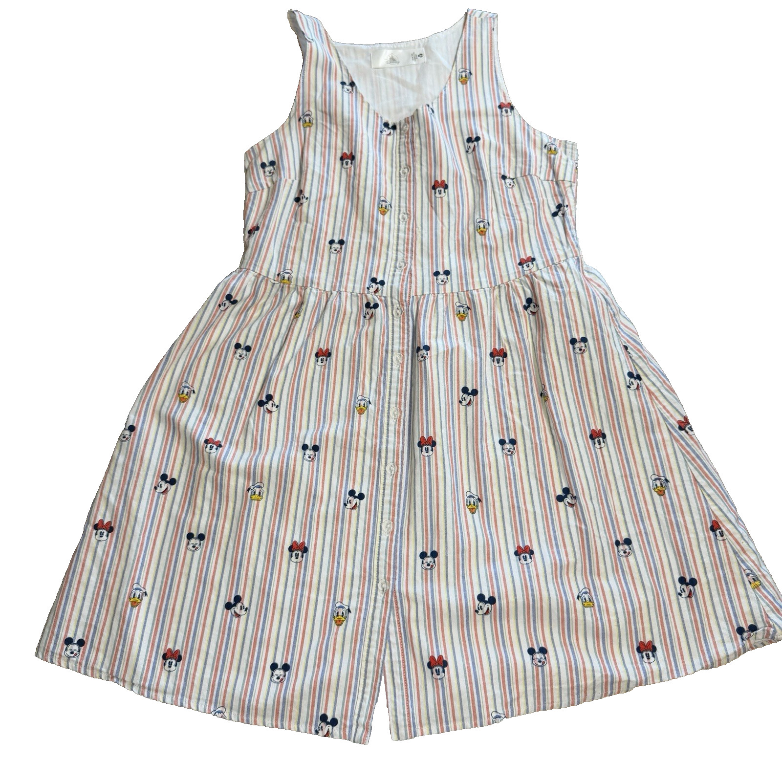 Disney Parks Womens M Sleeveless Mickey Striped Cotton Dress