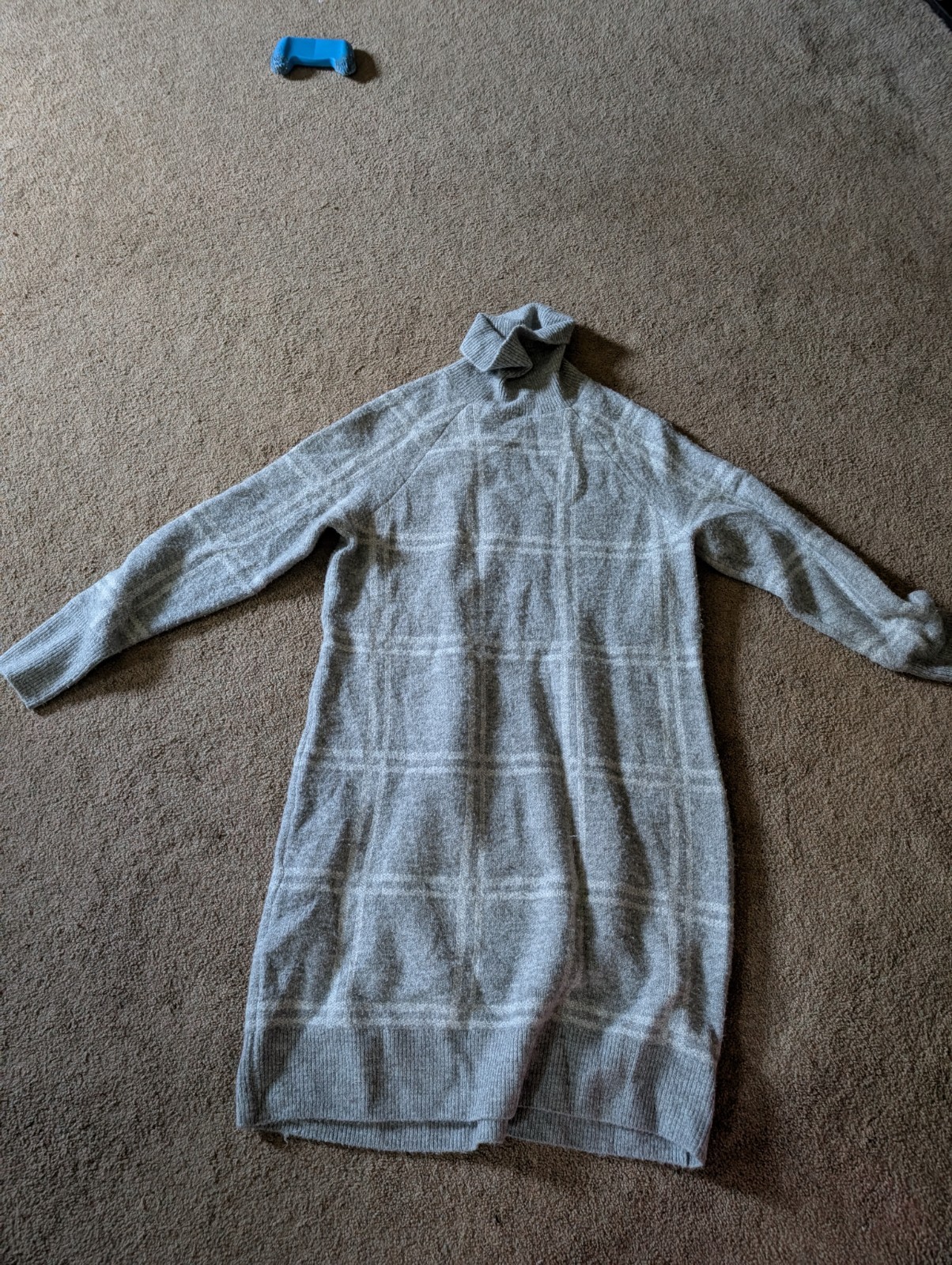 Banana Republic Cowl Neck Sweater Dress Heathered Brown Knit Womens XL