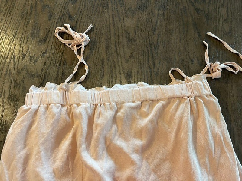 BTFBM BLUSH SOLID RAYON SZ XL EMPIRE ADJUST SPAGHETTI STRAP TIERED GENTLY WORN