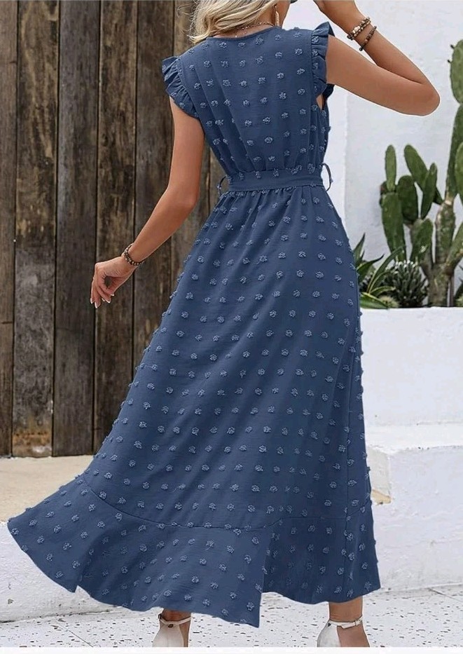 BTFBM Boho Cottagecore Cap Sleeve Swiss Dot Flowy Ruffle Sz XL
