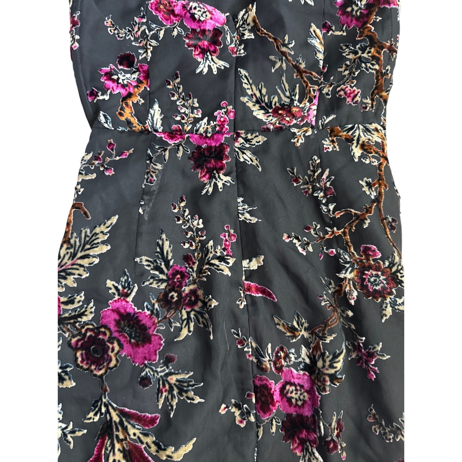 Showpo Jessel High Split Strapless Midi Dress Black Floral Size 2