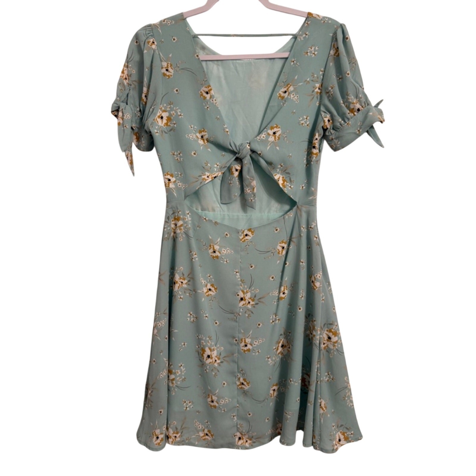Lumiere New Women’s S Fairy Floral Cutout Bow A-line Mini Dress Retro Pin Up