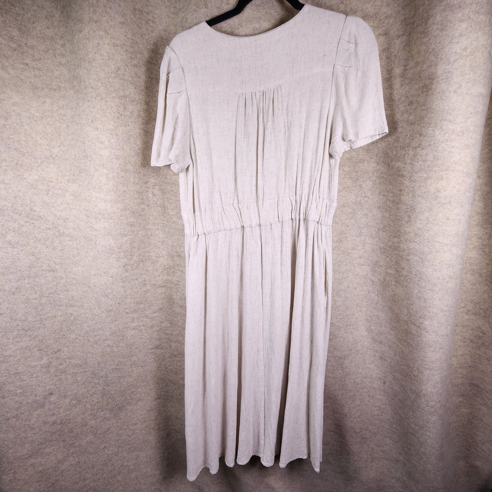 Roolee Maxi Dress Ivory Linen Blend Women L Button Front Cottagecore