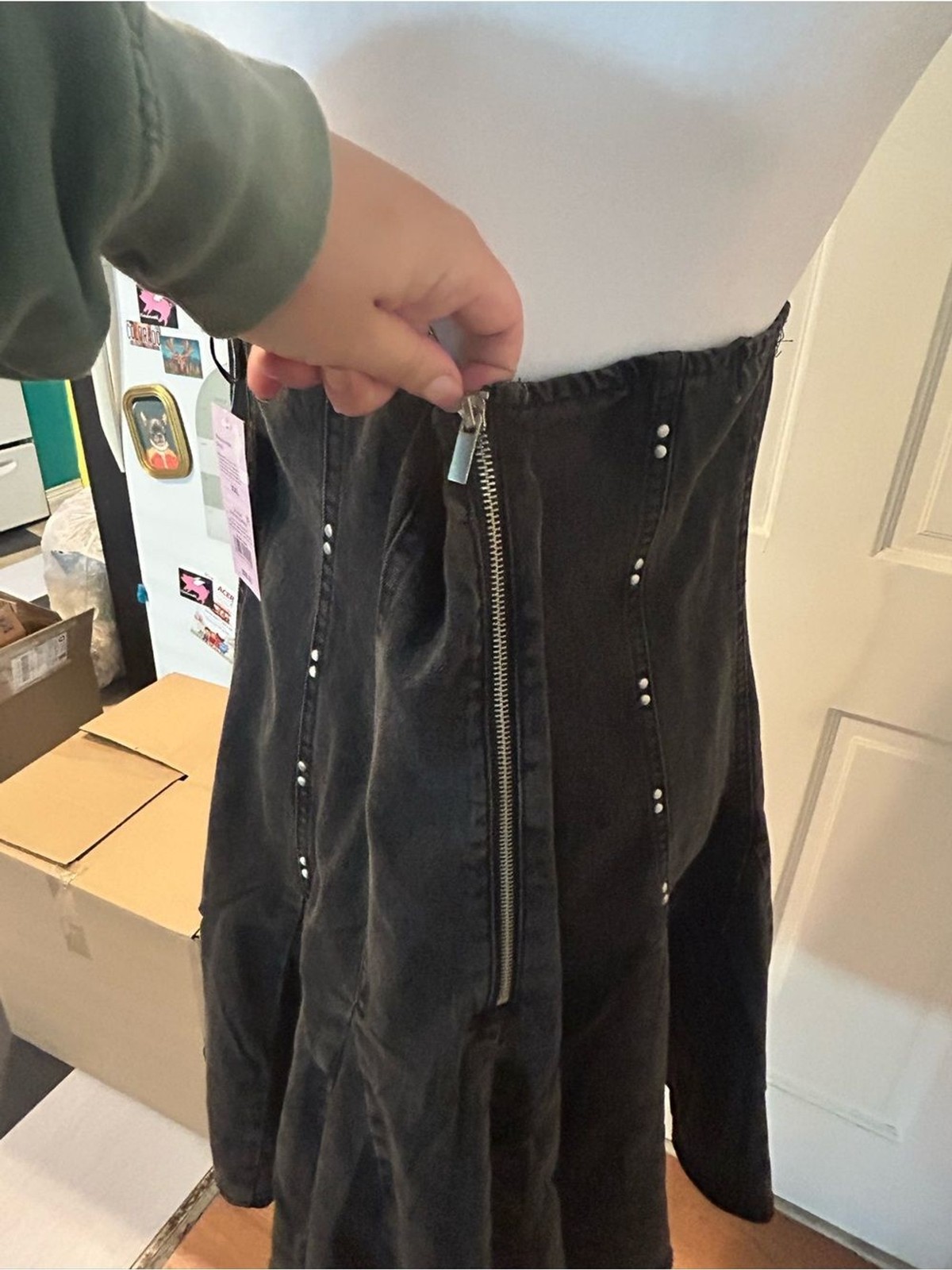 NWT Wild Fable Strapless Black Denim Fit-and-Flare Dress