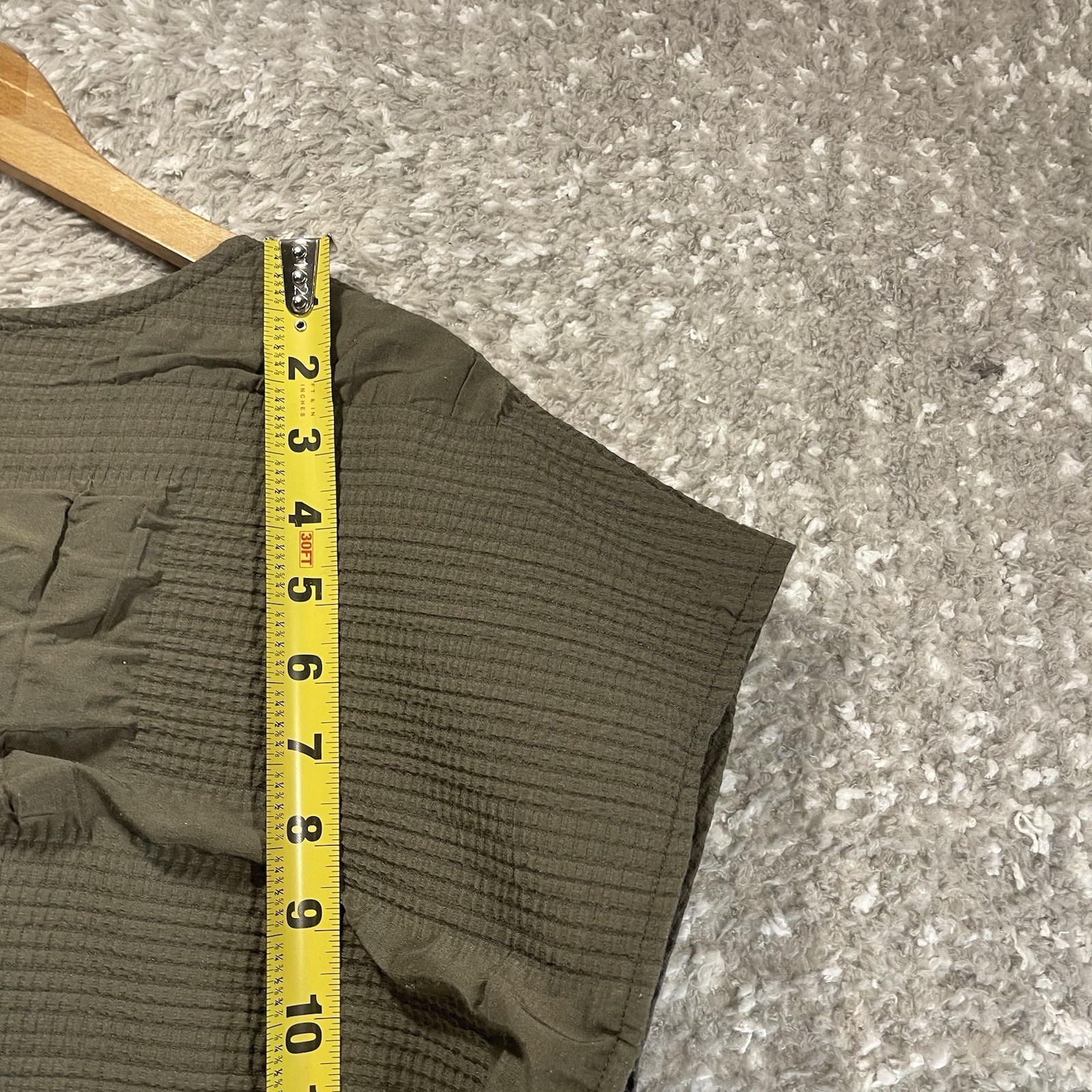 Kozan Olive Green Textured Patchwork Tunic Dress Cap Sleeve S Lagenlook Boho
