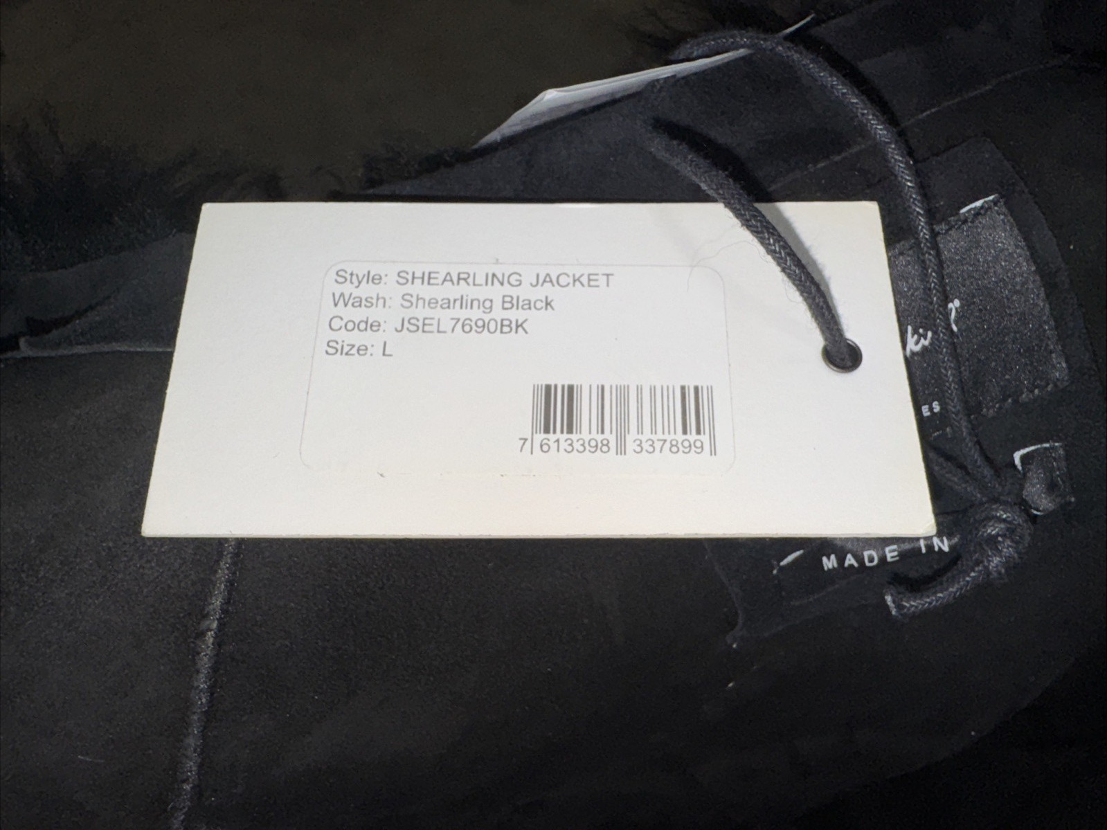 7 FOR ALL MANKIND SHEARLING FUR JACKET BLACK LARGE