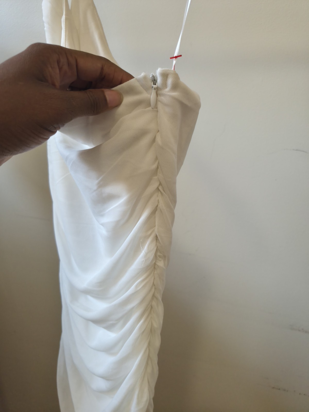 Princess Polly White Ruched One Shoulder Mini Dress US 6 Bodycon Party Cocktail