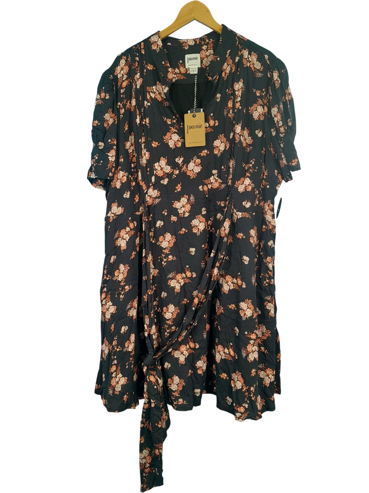 Joanie Delia Dress Women’s Size 26 Black Floral Short Sleeve Made in India