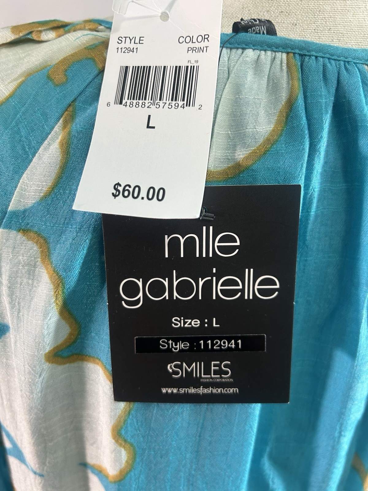 Mile Gabrielle Womens Dress Blue White Beach Tie Front Resort Cruise Size L NEW