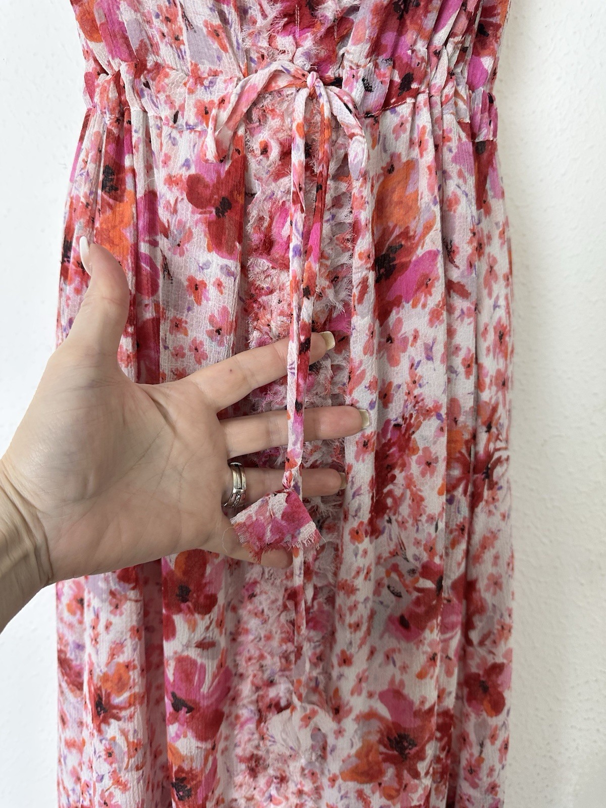 MISA Los Angeles Aurelie Floral Ruffled Maxi Dress Small Hi Lo Luxury Party $450