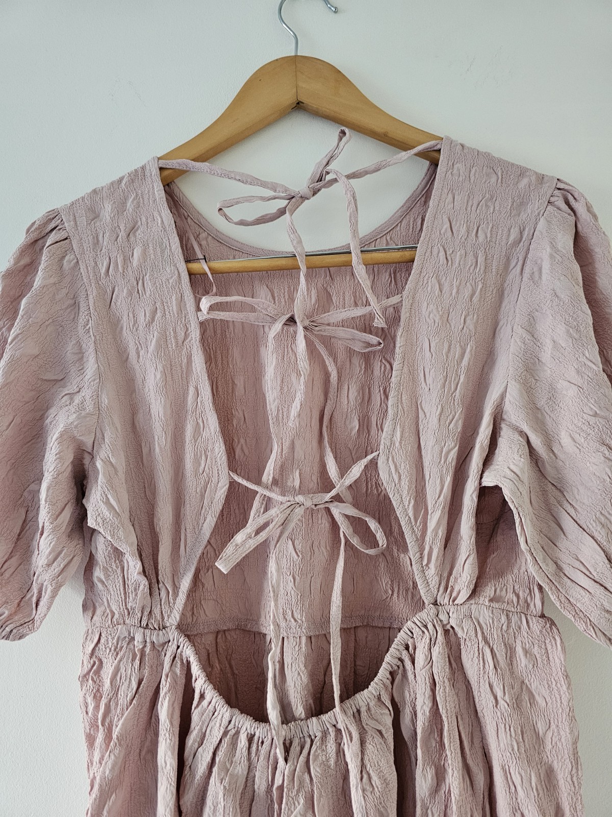 River Island,woman’s puff sleeve, mini back tie summer dress size 12 petite