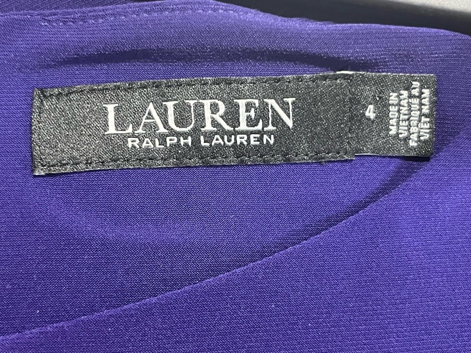 Lauren Ralph Lauren Size 4 Purple Ruched Stretch Dress Faux Wrap Career Church