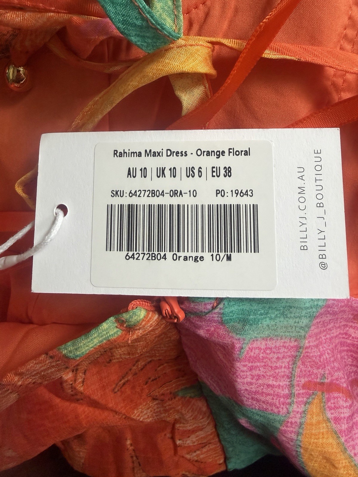 Billy J Rahima Dress Size US6/ Aus 10