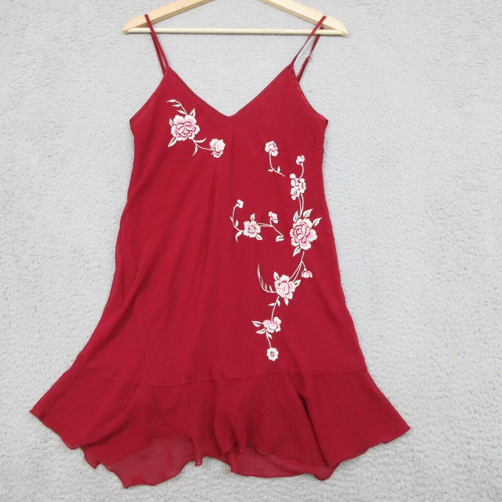 Dark Romance Dress Women M Red Embroider Gothic Goth Victorian Romantic Dramatic