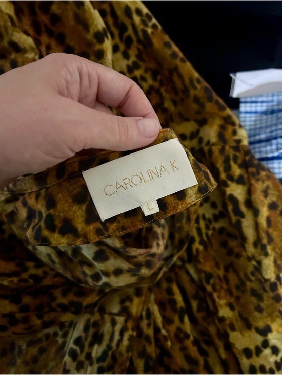 Anthropologie Carolina K Leopard Print Saffron Wrap Maxi Dress Sz Large