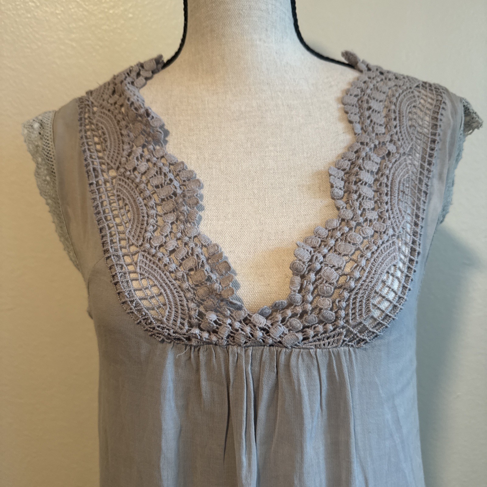 Hazel Crochet Trim Embroidered Lace Bohemian Dress Lace Womens Medium M