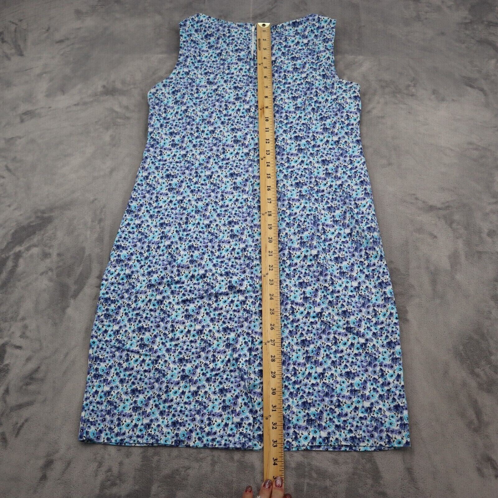 Betsy Lauren Dress Womens 12P Blue Petite Sleeveless Boat Neck Zip Mini Dress