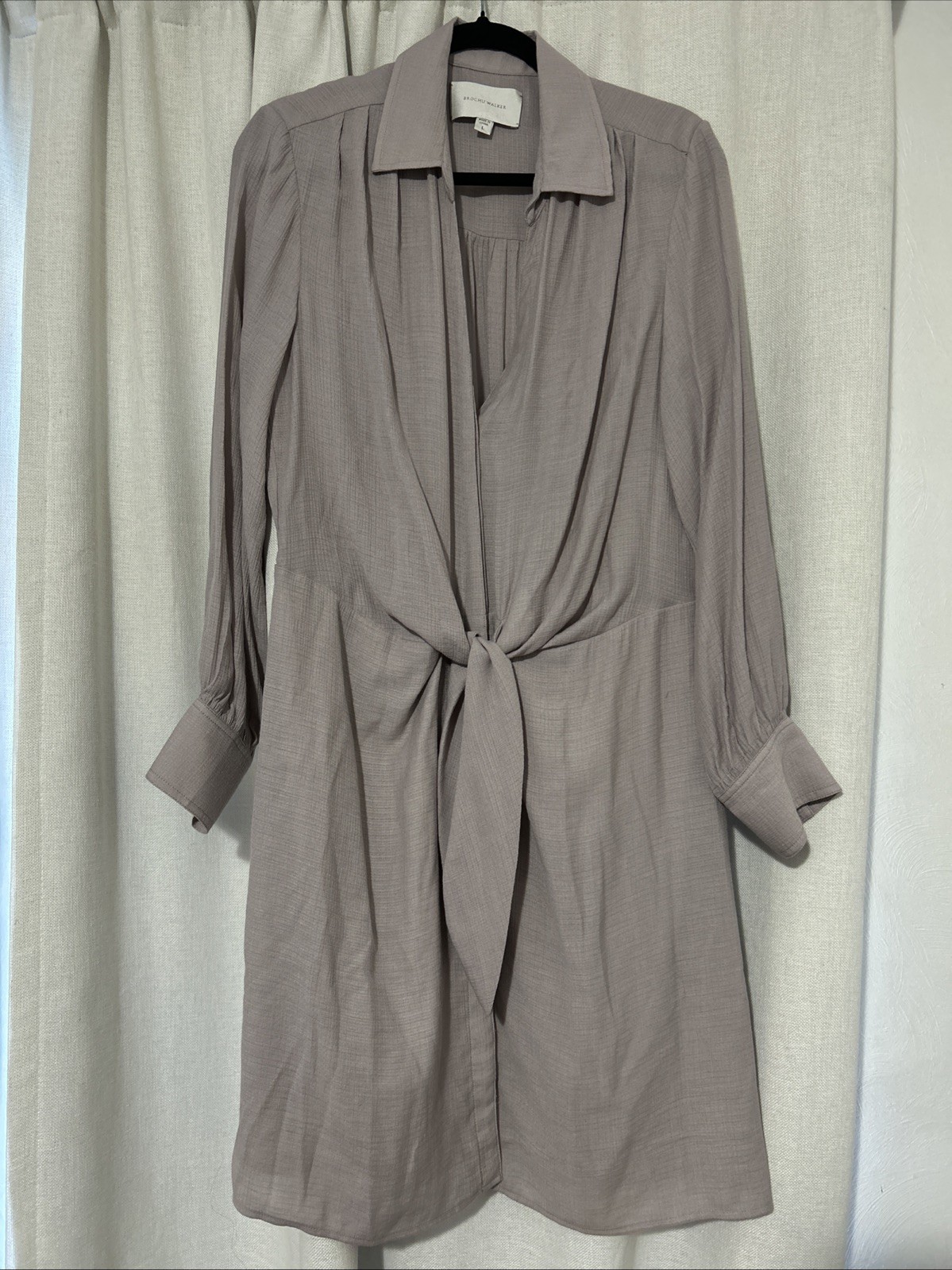 Brochu Walker Madsen Button-Down Shirt Dress Long Sleeve Grey Size Large