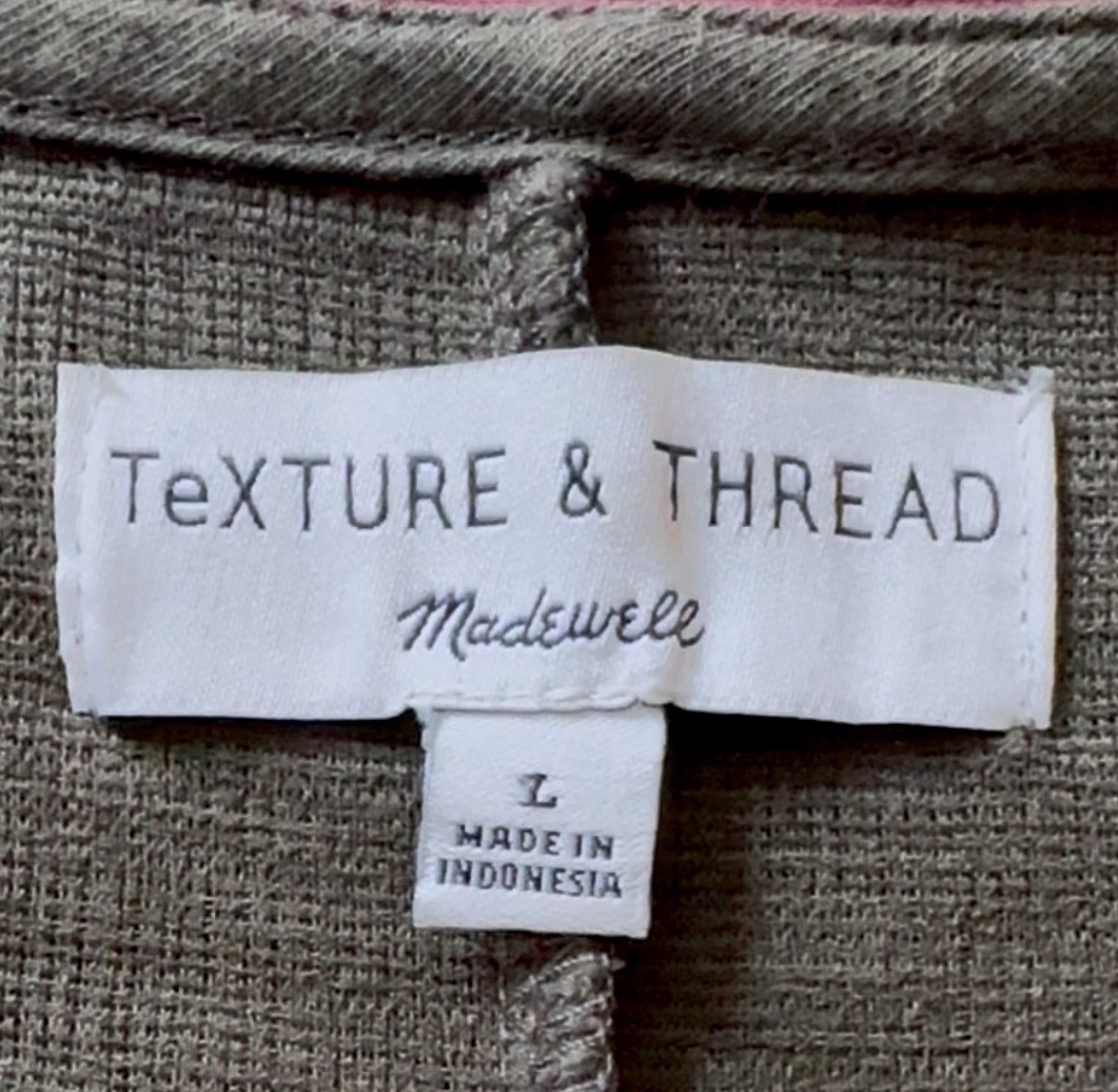 Madewell Dark Olive Green Textured Wrap Tie Mini Dress, Size L