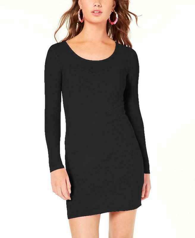 Material Girl Juniors Black Mesh Bodycon with Keyhole-Back Dress, Large