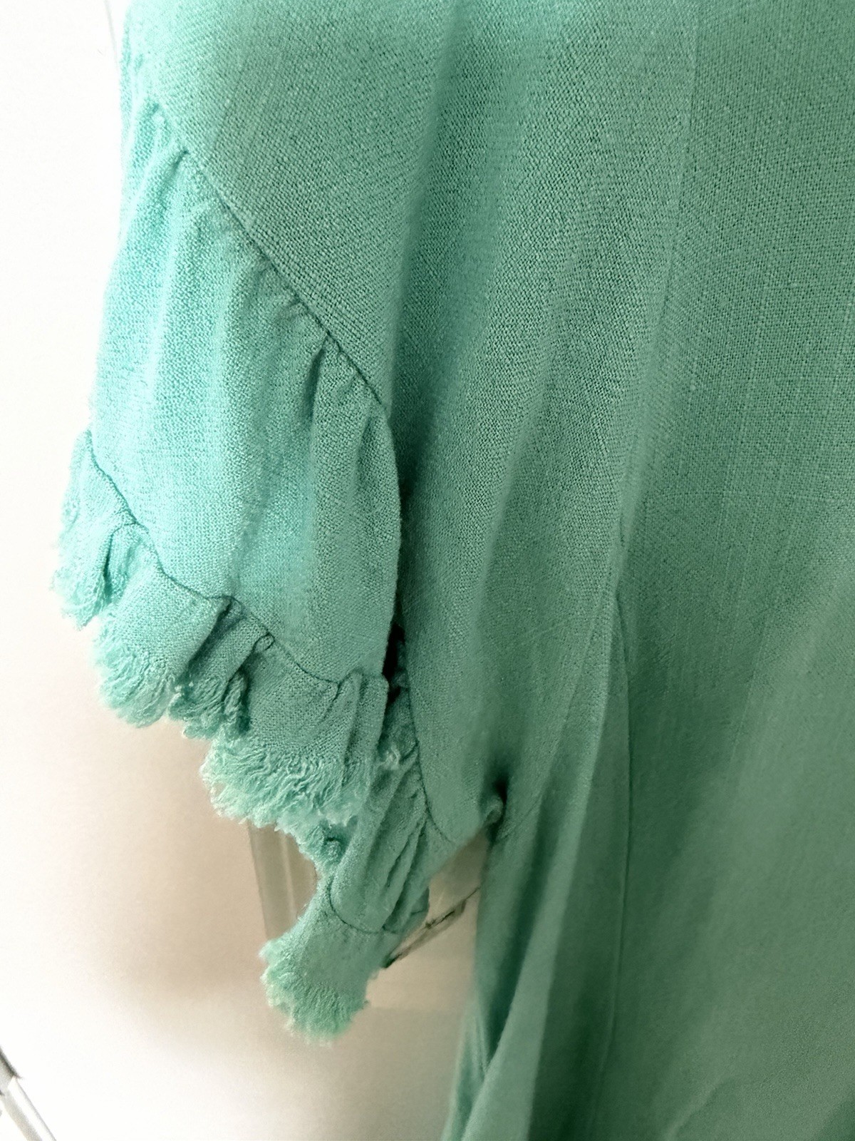 Umgee Casual Mod Ruffle Flutter Sleeve Teal Shift Dress Size Md [6/8]