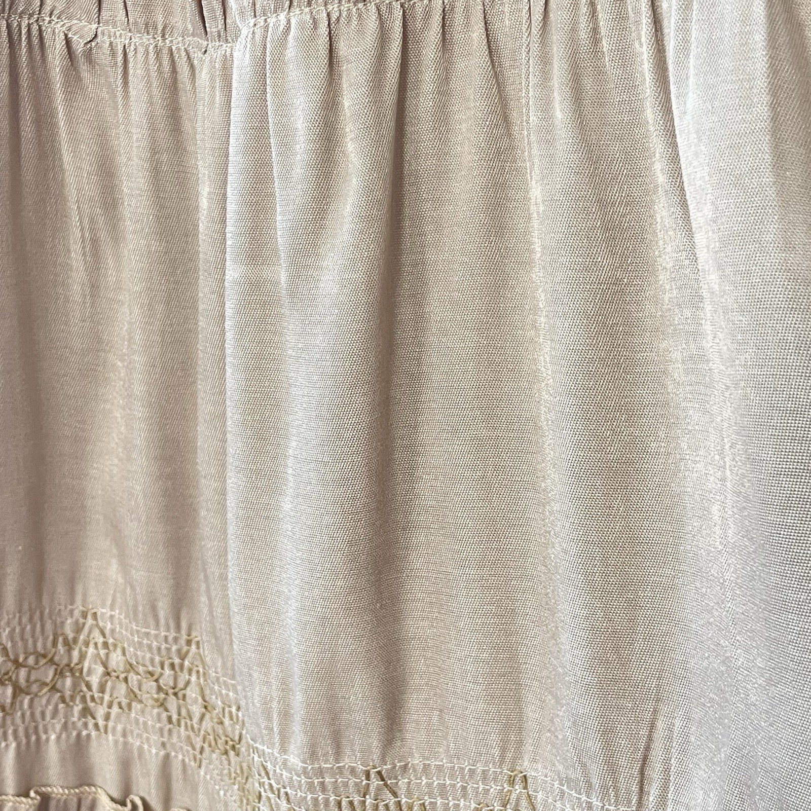 Indigo & Lace Milkmaid Maxi Dress Medium Taupe Tiered Resort Cottage Peasant