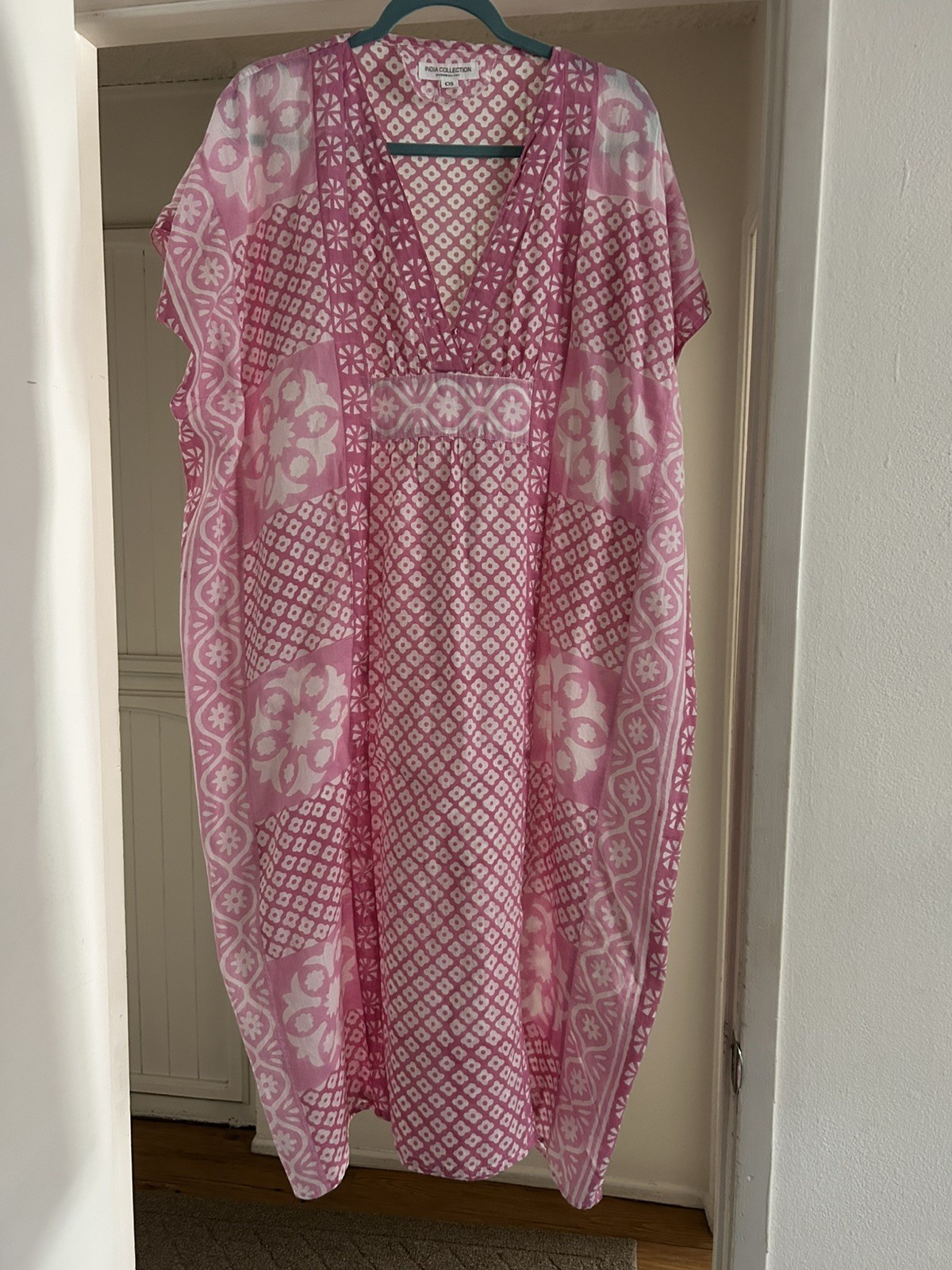 Emerson Fry India Collection Daughters Caftan One Size Pink Midi Organic Cotton