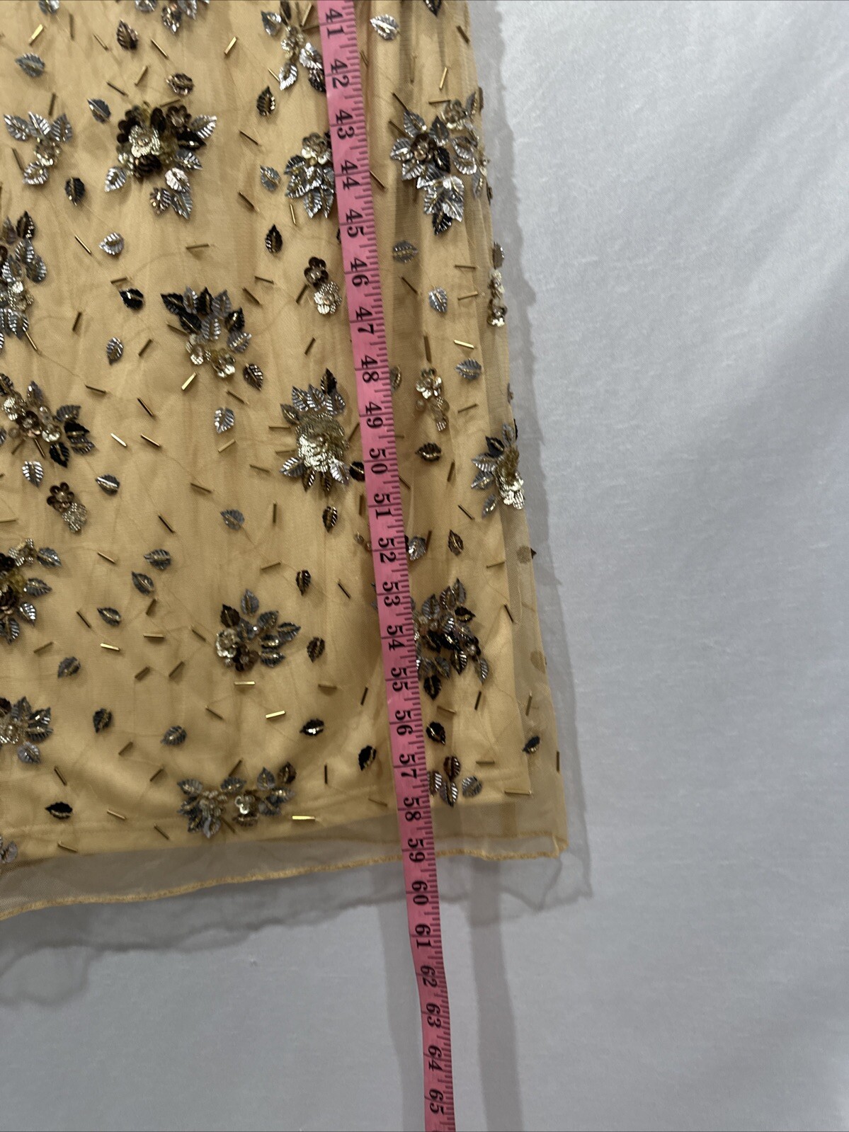 NWT $598 Mac Duggal [ 0 ] 5477 Floral Embellished Scoop Neck Gown Gold #S1598
