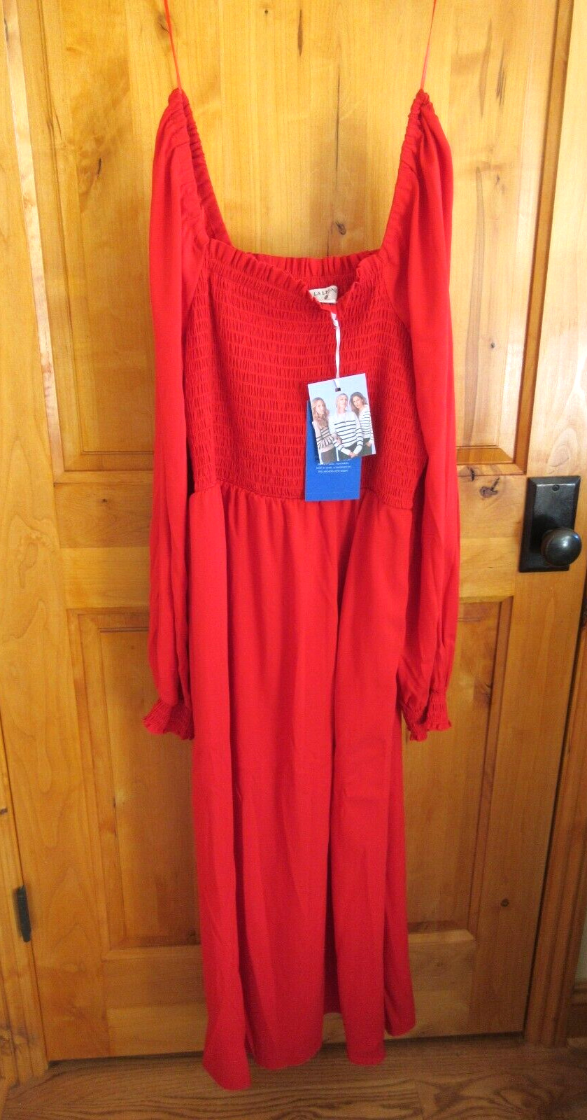 LA LIGNE FOR TARGET RED DRESS SIZE M BODICE SMOCKED SILKY POLYESTER LMT EDITION
