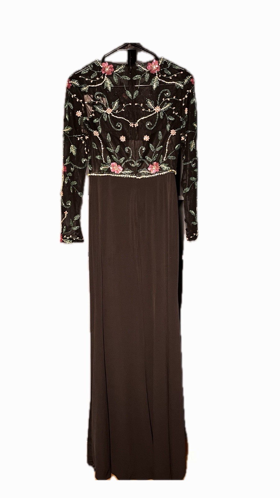 NWT Mac Duggal Style 67870 Black Beaded Illusion High Neck Trumpet Gown Size 4