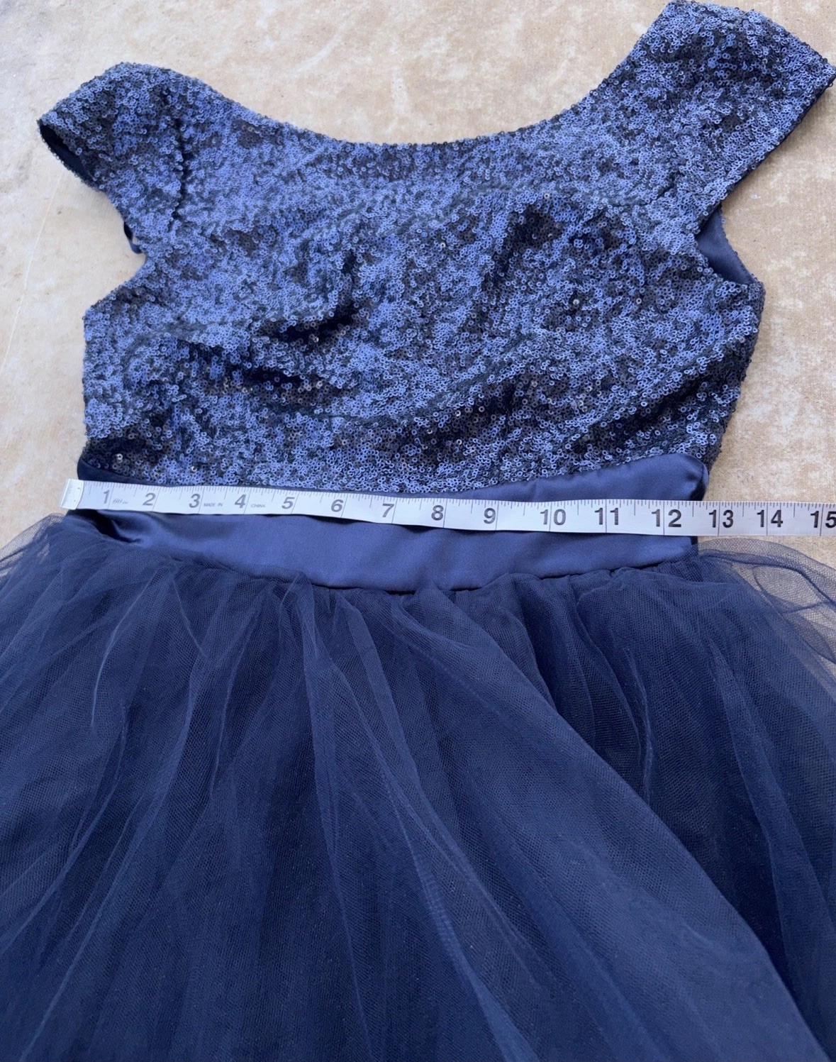 Trixxi Dress Juniors Sequins Tulle Navy Blue Royal Party FitFlare Fairy Empire•3