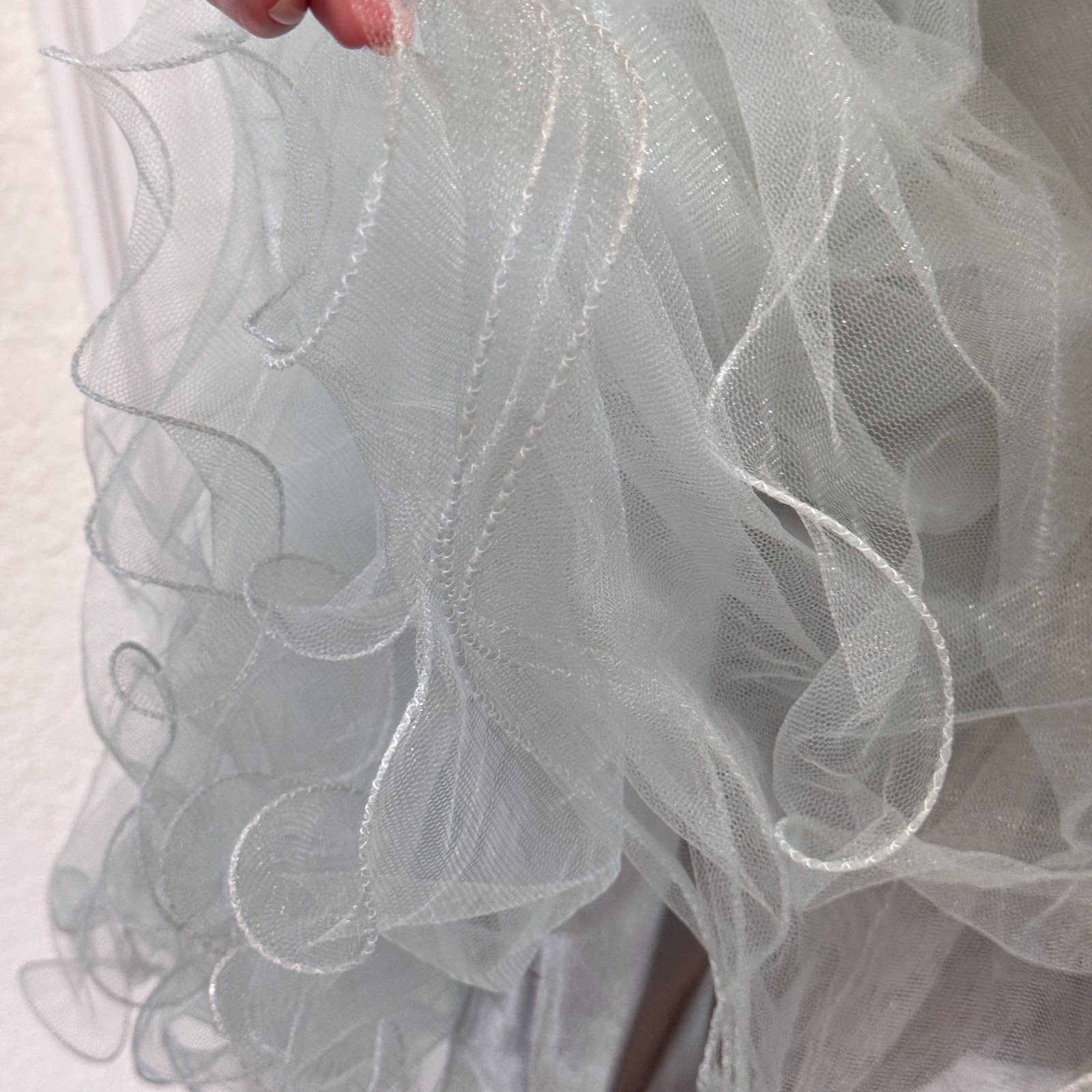 NWT GLS Limited Edition Strapless Beaded Tulle Prom Party Dress L Sage Gray