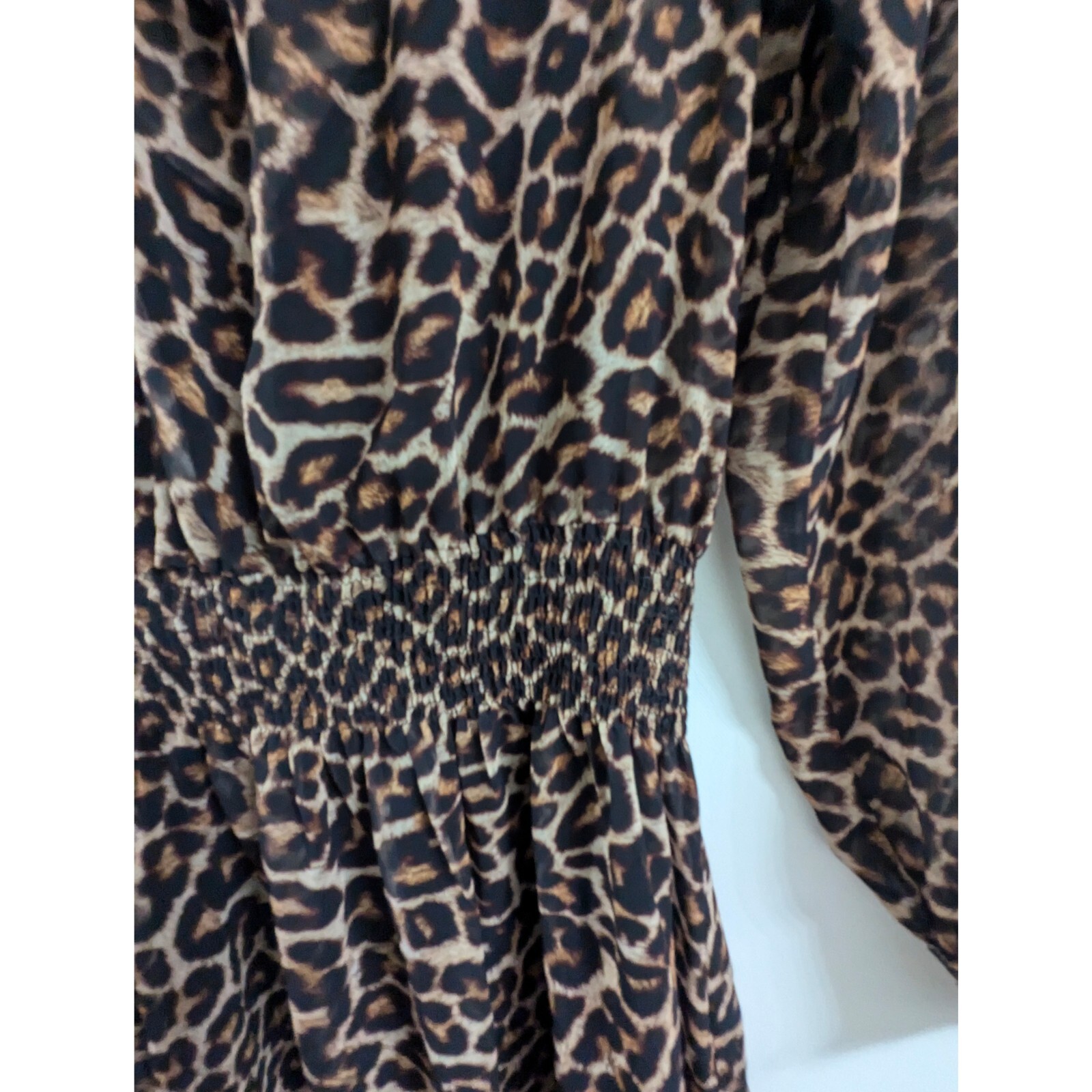 ZARA Cheetah Print Long Dress With Neck Tie Women’s Size XS
